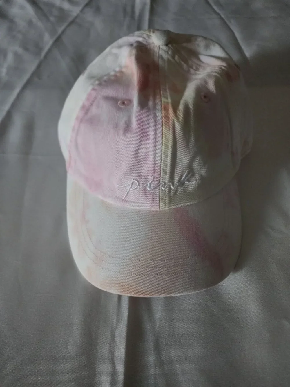 Victoria's Secret PINK White Multi/Tie Dye Baseball Hat One Size New With Tags - Picture 4 of 13
